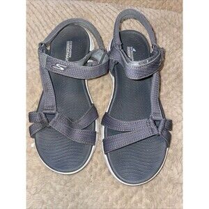 Skechers On The Go Goga Max Sandals Women’s Size 7 Gray Strappy